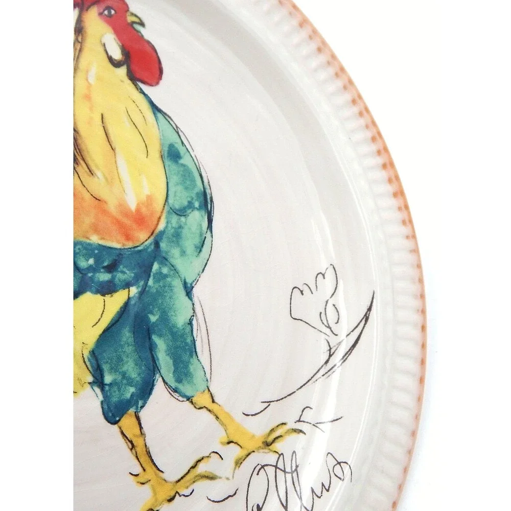 Pottery Barn Bon Kiva Rooster Dinner Plate 9.5” French Country Discontinued